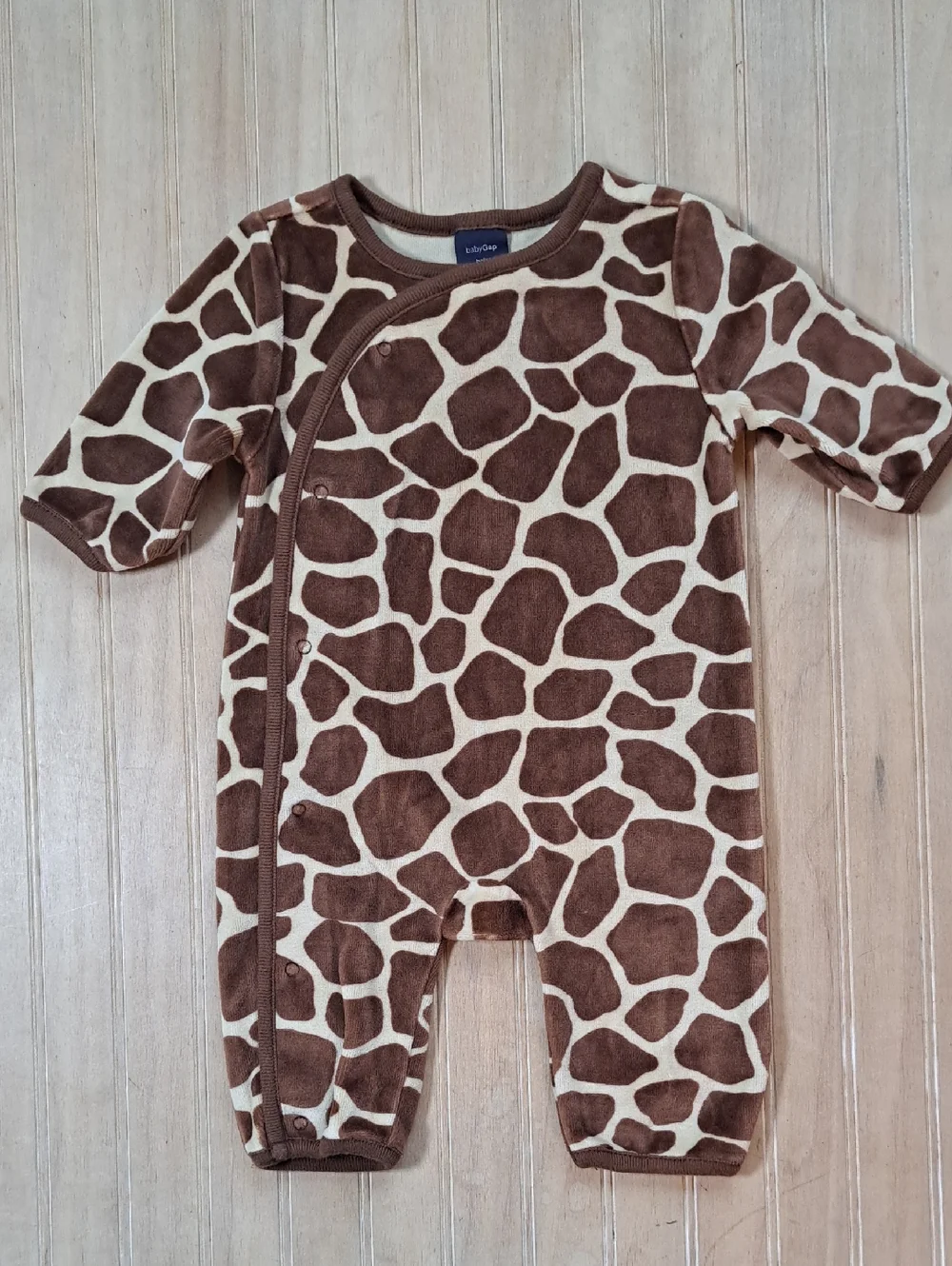 Baby Gap Giraffe Animal Print Velour One Piece Romper 0-3M Infant Comfy Cozy